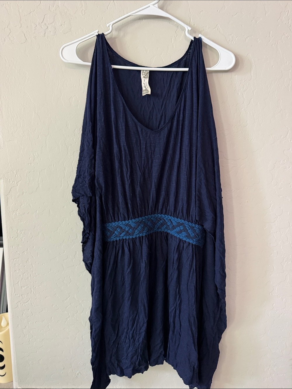 Free People Navy Sleeveless Tunic with Braided Waistband